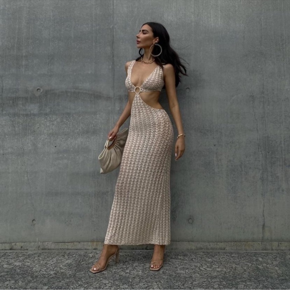 Cult Gaia Cream Backless Dress
